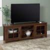 Modern Farmhouse 2 Door Glass Windowpane 70" TV Stand For 80" TVs - Dark Walnut - Image 5
