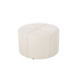 Contemporary Ottoman With Tonal Piping And Button Tuft Design - Beige