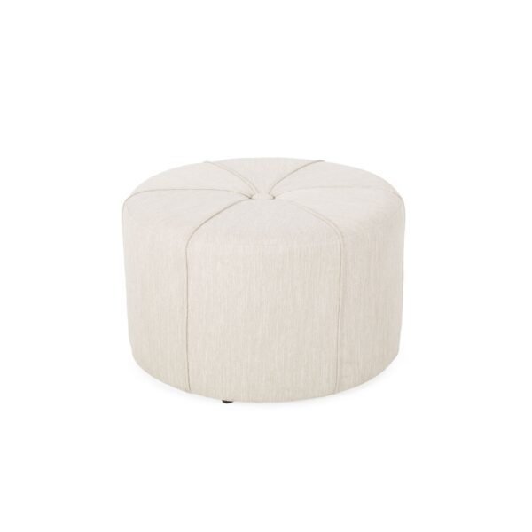 Contemporary Ottoman With Tonal Piping And Button Tuft Design - Beige
