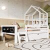 Twin Size House Bed With Ladder, Storage Drawers, And Blackboard Design - White - Image 12