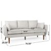 Diaphanous - Upholstered 3 Seater Sofa With 2 Accent Pillows And Wood Legs - Beige - Image 3