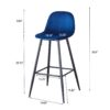 Bar Stools (Set of 2) Velvet Barstool Modern Counter Bar Height Chair With Back, Sturdy Metal Legs & Footrests, Island Stool For Kitchen Bar - Blue - Image 20