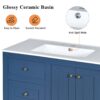 Bathroom Vanity With Ceramic Sink, Bathroom Storage Cabinet With 2 Drawers & Shelf, Freestanding Bathroom Cabinet - Blue - Image 7
