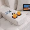 Cody II - Woven Fabric Convertible Sleeper Loveseat With Cup Holder, Charging Ports, Side Pocket, and Pocket Coil Seating - Beige - Image 5