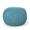 Moro - Contemporary Pouf With Knit Weave Design - Aqua - Image 5