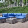Patio Sofa With Cushions - Blue / Gray - Image 11