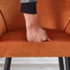 Counter Height Bar Stool, Metal Legs, Velvet Upholstered For Pub, Restaurant, Kitchen Island (Set of 2) - Black / Brown - Image 5