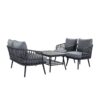 4 Piece Outdoor Patio Furniture Set, Metal Chairs With Woven Rope U Shaped Backrest, Outdoor Conversation Set With Thick Cushions And Coffee Table For Garden, Poolside, Balcony - Black / Gray - Image 7