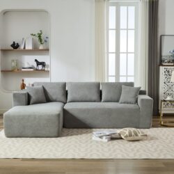 Beige Chenille Compressible Sofa - Gray
