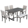 6 Piece Dining Table And Chair Set With Special-Shaped Legs And Foam-Covered Seat Backs&Cushions For Dining Room - Gray - Image 10