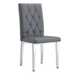 Armless Dining Chairs, Grid And Buckle Design Of The Back (Set of 4) - Gray