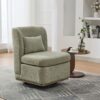 Modern Cushioned Armless Metal Base 360 Degree Swivel Chair With Pillow, Suitable For Living Room, Family Room, Bedroom, Lounge Area, Office Pale - Green - Image 5