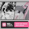 S20101 20" Kids' Bike, Boys Girls Mountain Bike Ages 8-12, 7 Speed Teenager Children Kids' Bicycles, Front Suspension Disc Brake Rear V-Brake, High Steel Frame - Pink - Image 3