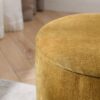 Classic Chenille Storage Ottoman Set With Drum Shaped Stool And Panel - Dark Yellow - Image 8