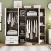 6 Door Wardrobe With Shelves And Drawers - Natural - Image 9