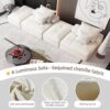 Modern Oversized Modular Sectional Sofa With 2 Ottoman And 2 Seat, Sparkling Chenille Fabric Soft Cushion Sofa With 4 Pillows, 4 Pieces Diy Combination Tufted Sofa, No Assembly Required - Beige - Image 17