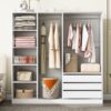 Doorless Storage Wardrobe For Dedroom With Shelves And 3 Drawers - White - Image 11