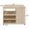 Kitchen Island Cart, Rolling Serving Utility Trolley Cart Modern Kitchen Island With Storage Drawer Wine Rack Lockable Casters, Kitchen Cart For Kitchen, Dining Room, Bar Living Room - Natural - Image 3