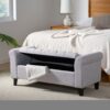 Hayes - Contemporary Armed Storage Bench With Button Tufting And Rolled Arms - Light Gray - Image 5