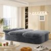 2 In 1 Foldable Sofa Plush Corduroy Sofa Convertible Floor Sofa Bed Deep Seating With Multi Functional Blanket Suitable For Living Rooms - Dark Gray - Image 7