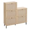 Modern Rattan 5 Door Shoe Storage Cabinet For Entryway Freestanding Design - Natural - Image 9