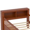 Twin Size Bed With Headboard Storage Rack, 2 Under Bed Drawers, 3 - Side Guardrails For Safety And Security - Walnut - Image 12