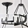 2 Tiers Wagon Wheel Chandelier Wooden Farmhouse 36 Light (24 / 12) Or (12 / 24) Metal Chandeliers 2 Story Light Fixtures Industrial For High Ceiling Living Dining Room Foyer, Adjustable Height - Black - Image 12