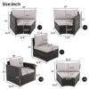 9 Pieces Outdoor Half-Moon Patio Sofa Set, Round Sofa Set, Modern Style Sofa - Brown / Beige - Image 6