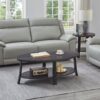 Anze - 3 Piece Coffee Table Set Contemporary Oval Wood Shelf - Charcoal - Image 3