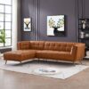 Addison - Left Sectional Leather Sofa - Cognac - Image 2
