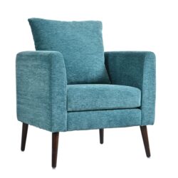 Accent Chair, Boucle Chair, Barrel Chair, Fabric Armchair Club Chair, Upholstered Arm Chair With Solid Wood Legs, Waist Pillow, Padded Single Chair For Living Room / Bedroom / Study / Waiting Room - Teal