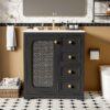 Bathroom Vanity With A Soft Close Glass Door, Adjustable Shelves, And Three Drawers - Black - Image 2