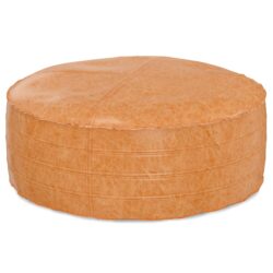 Brody - Round Coffee Table Pouf - Distressed Brown