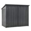 Garbage Bin Shed Stores 2 Trash Cans Metal Outdoor Bin Shed For Garbage Storage, Stainless Galvanized Steel, Bin Shed For Garden Yard Lawn - Black - Image 6