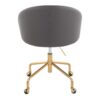 Claire - Contemporary / Glam Task Chair - Gold / Gray - Image 4