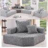 Corner Frame For Oversized Modular U Shaped Sectional, Floor Couch Convertible Compressed Couch Spacious Foam Filled Sofa - Gray - Image 5
