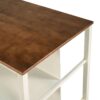 Solid Wood Rustic 3 Piece Stationary Kitchen Island Set With 2 Seatings, Rubber Wood Butcher Block Dining Table Set Prep Table Set With 2 Open Shelves For Small Places - Walnut / Cream White - Image 13