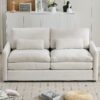 Cozy Upholstered Loveseat Sofa Oversized Comfy Comfy Cloud Sofa Double Cushion Loveseat Sofa Plush Cushion Sofa Couch For Living Room - Beige - Image 8