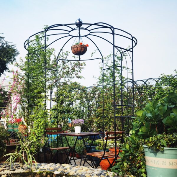 Metal Garden Arch Iron Garden Arbors Gazebo Dia High Birdcage Shape Pergola Pavilion For Wedding Ceremony Outdoor - Black