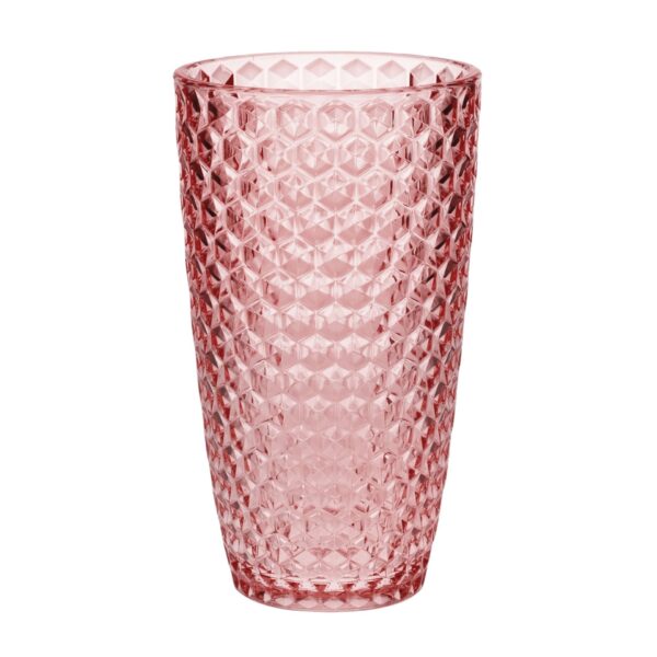 Leading Ware Diamond Cut Acrylic Glasses Drinking (Set of 4), 19Oz, Bpa Free - Pink