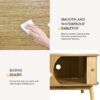 Rattan TV Stand For Tvs Up To 75'', Modern Farmhouse Media Console, Entertainment Center With Legs, TV Cabinet For Living Room, Home Theatre - Natural Wood - Image 8