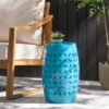 Lilac - Lace Cut Side Table Iron Compact Design - Blue - Image 8