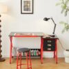Drafting Table With Stool - Red - Image 9