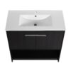 Modern 36" Bathroom Vanity With Ceramic Sink And Soft Closing Doors - Dark Oak - Image 16