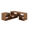 Modern 2 Piece Cube TV Stand With Open Storage, L Shaped Design - Walnut - Image 16