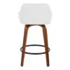 Daniella - Contemporary Fixed Height Counter Stool With Swivel With Round Footrest (Set of 2) - Walnut / White - Image 5