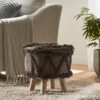 Roja - Handcrafted Wool & Cotton Foot Stool With Eucalyptus Wood Frame - Dark Brown - Image 5