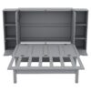 Full Size Murphy Bed With Shelves, Drawers And USB Ports - Gray - Image 3