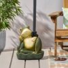 Charming Frog Prince Umbrella Base With Concrete Design - Green - Image 2