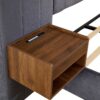 Upholstered King Size Bed Frame Of Velvet Tufted Headboard With Floating Nightstand LED / USB Built - Gray - Image 12